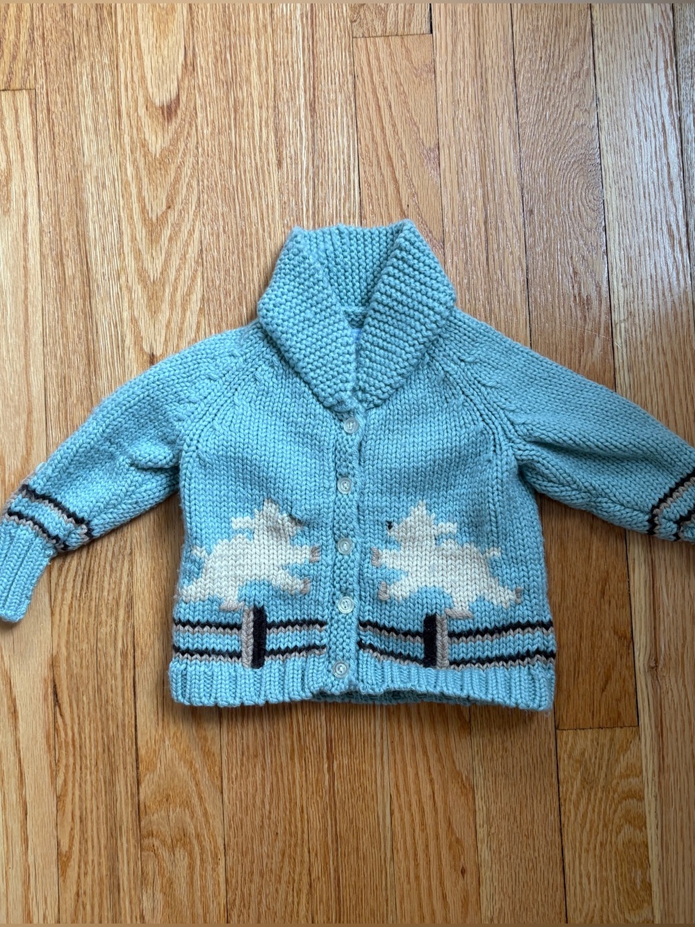Lands End vintage wool baby sweater with lamb motif 6-9mo